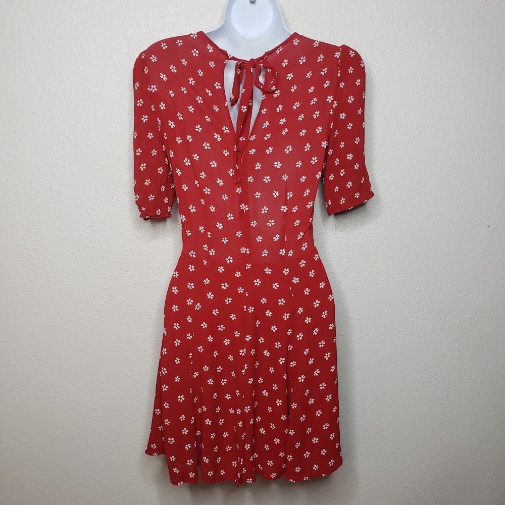 Reformation Bard in Nigella Red Tie Back Neck Mini Dress (842) - Picture 5 of 8